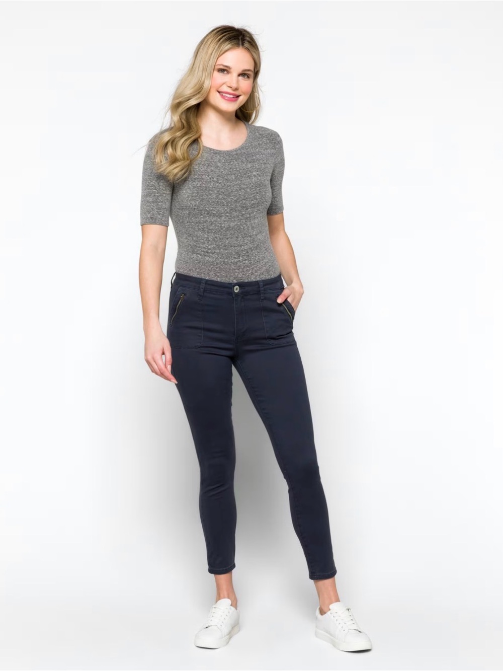 STS Blue - Ellie High Rise Skinny Zipper Pocket Pant - Dark Blue